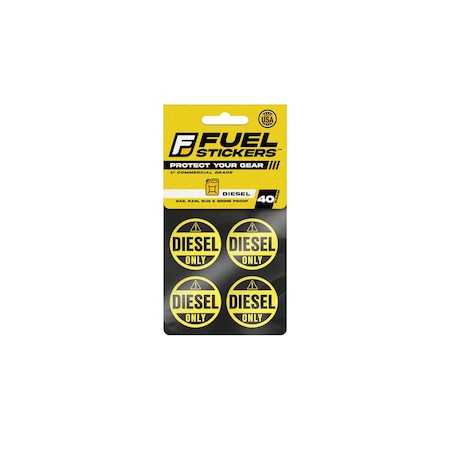 Fuel Stickers Diesel Sticker, Fuel Tanks & Outdoor Power Equipment - Heavy-Duty, Extreme Stick, 1in Dia, 40PK Z-1RDO-40PK